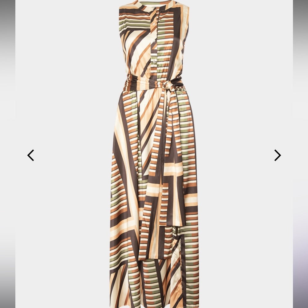 Misa Los Angeles Brown and Green Striped Maxi Dress - Picture 2 of 6